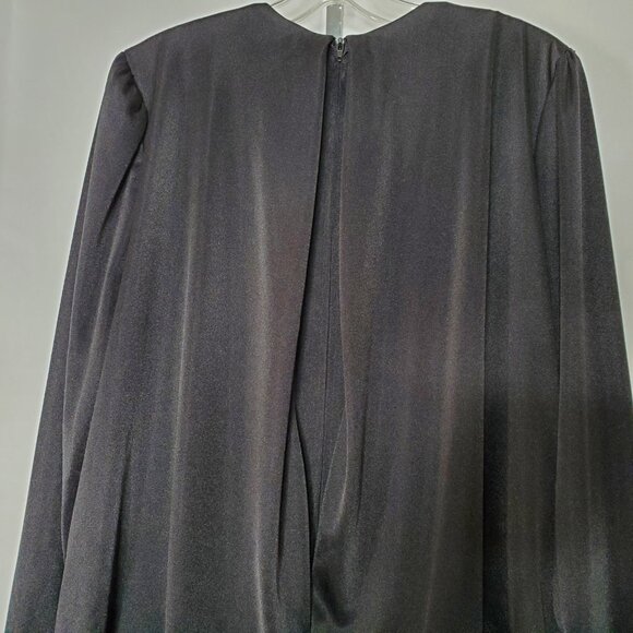 Vintage 1980s Jumpsuit Romper Sz 8 Black Satin Sequins Lace Party Disco - Picture 5 of 5